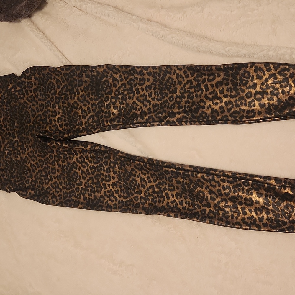 SPANX Gold and Black Leopard Print Leggings - Picture 3 of 5